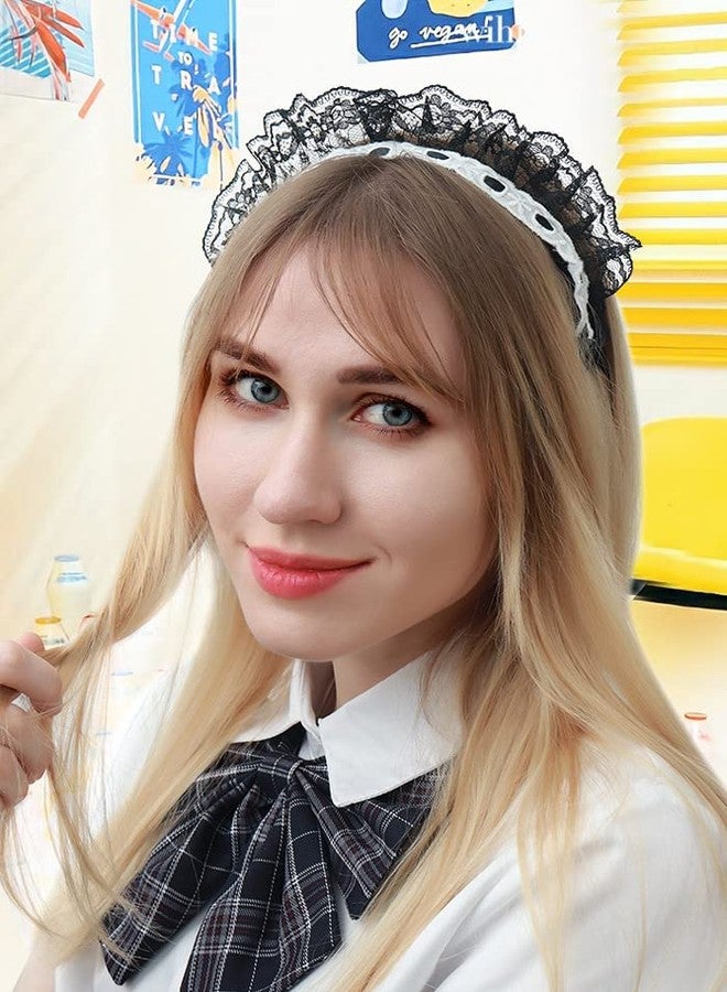 C-ZOFEK Women's French Maid Headband Ribbon Lace Kawaii Headwear Headpiece for Christmas Cosplay Costume - Image 3