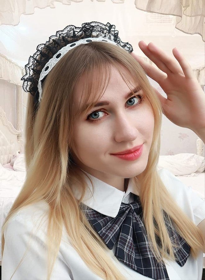 C-ZOFEK Women's French Maid Headband Ribbon Lace Kawaii Headwear Headpiece for Christmas Cosplay Costume - Image 2