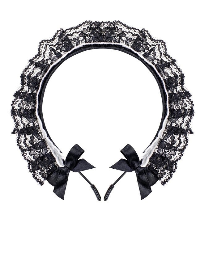 C-ZOFEK Women's French Maid Headband Ribbon Lace Kawaii Headwear Headpiece for Christmas Cosplay Costume - Image 1