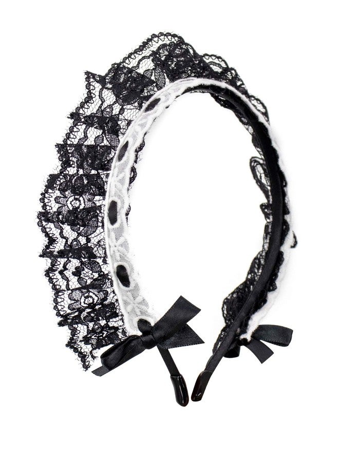 C-ZOFEK Women's French Maid Headband Ribbon Lace Kawaii Headwear Headpiece for Christmas Cosplay Costume - Image 5