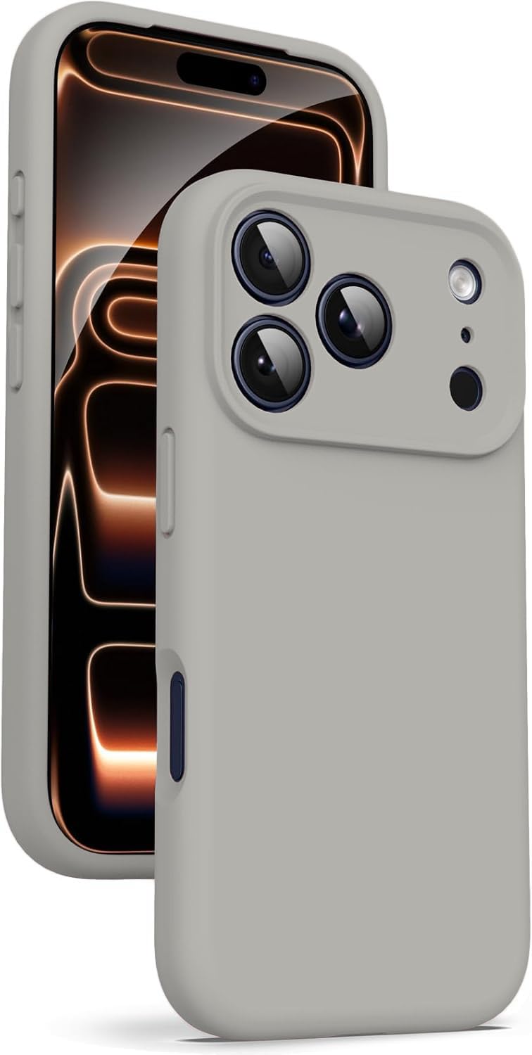 DIZORO Compatible for (iPhone 17 Pro Max Case) Slim Liquid Silicone Case 3 Layers Full Covered Soft Gel Rubber Phone Case Protective Cover - Natural Titanium - Image 1