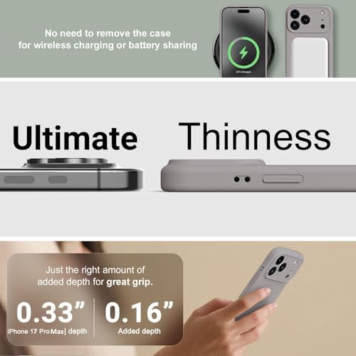 DIZORO Compatible for (iPhone 17 Pro Max Case) Slim Liquid Silicone Case 3 Layers Full Covered Soft Gel Rubber Phone Case Protective Cover - Natural Titanium - Image 4