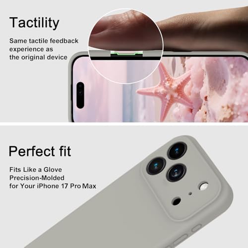 DIZORO Compatible for (iPhone 17 Pro Max Case) Slim Liquid Silicone Case 3 Layers Full Covered Soft Gel Rubber Phone Case Protective Cover - Natural Titanium - Image 3