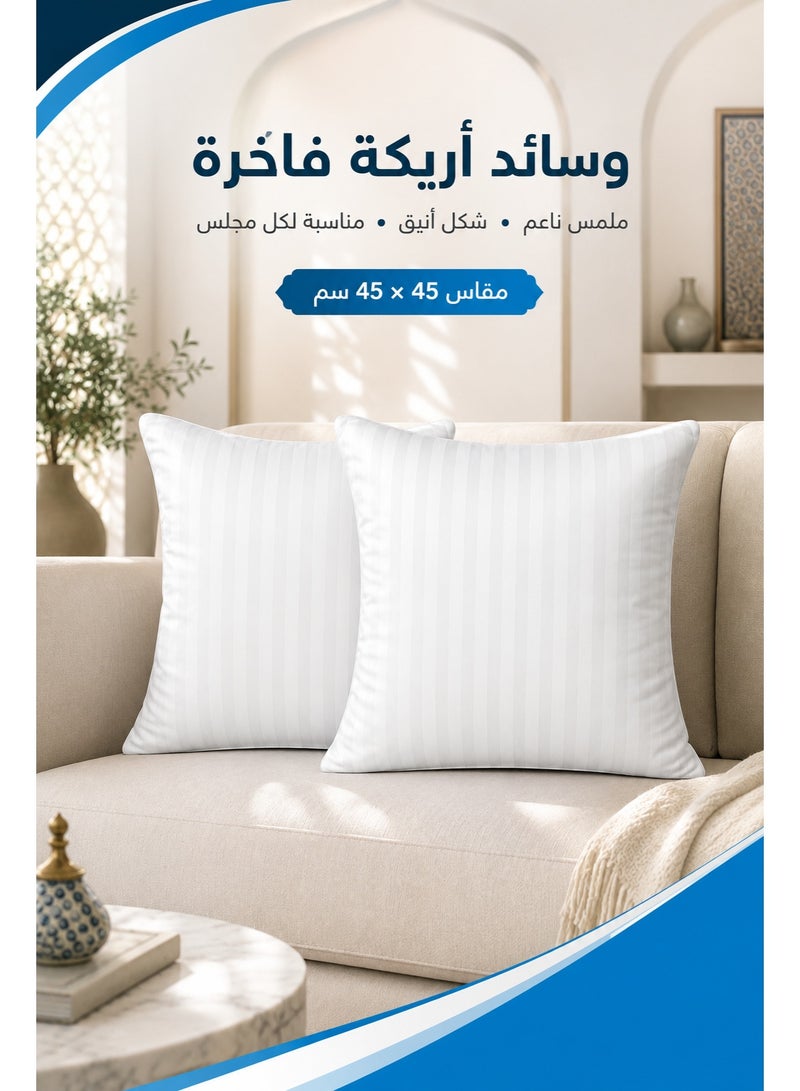 طقم مخدات كنب فاخر من قطعتين مقاس ٤٥ × ٤٥ سم، حشوات مخدات ديكور من المايكروفايبر الناعم للكنب والسرير والكراسي، مريحة وداعمة ومناسبة لديكور المنزل - Image 1