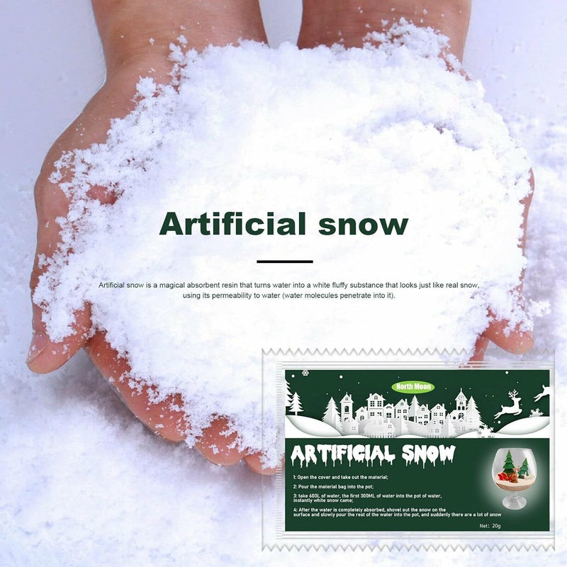 ويوبلز 20 غرام من مسحوق الثلج الصناعي البلاستيكي الجاف لتزيين شجرة عيد الميلاد، مسحوق ثلج فوري، يصنع ثلجًا صناعيًا، مثالي لتزيين شجرة عيد الميلاد، والأعمال اليدوية الشتوية، واللعب بالثلج الصناعي. (5 قطع) - Image 5
