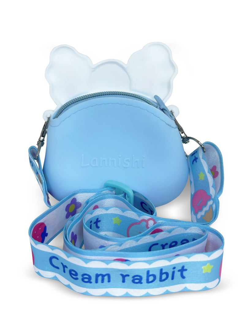 Ogi Mogi Toys Blue Bunny Colorful Shoulder Bags for Girls, Mini Silicone Fidget Bag with Adjustable Strap, Squishy Crossbody Purse for Kids, Perfect Sensory Toy Gifts for Kids Aged 3-10  - Image 3