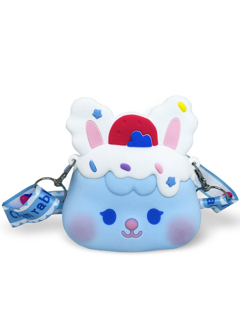 Ogi Mogi Toys Blue Bunny Colorful Shoulder Bags for Girls, Mini Silicone Fidget Bag with Adjustable Strap, Squishy Crossbody Purse for Kids, Perfect Sensory Toy Gifts for Kids Aged 3-10  - Image 2