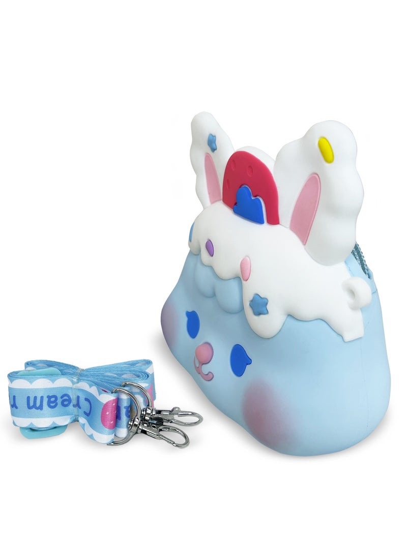 Ogi Mogi Toys Blue Bunny Colorful Shoulder Bags for Girls, Mini Silicone Fidget Bag with Adjustable Strap, Squishy Crossbody Purse for Kids, Perfect Sensory Toy Gifts for Kids Aged 3-10  - Image 4