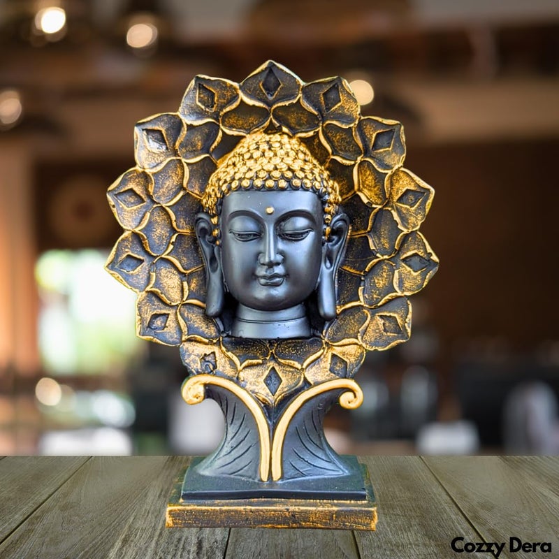 Cozzy India Cozzy India Lotus Face Buddha Black StatueMeditating Buddha Showpiece for officeschoolhome decorative item  - Image 4