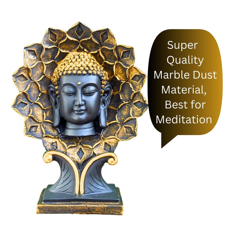 Cozzy India Cozzy India Lotus Face Buddha Black StatueMeditating Buddha Showpiece for officeschoolhome decorative item  - Image 3