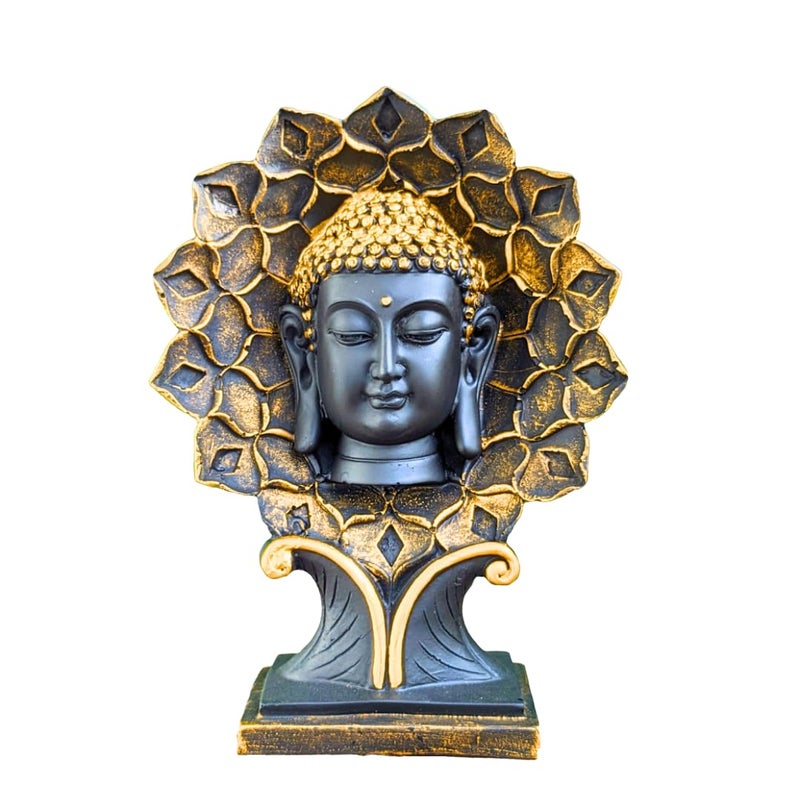 Cozzy India Cozzy India Lotus Face Buddha Black StatueMeditating Buddha Showpiece for officeschoolhome decorative item  - Image 1