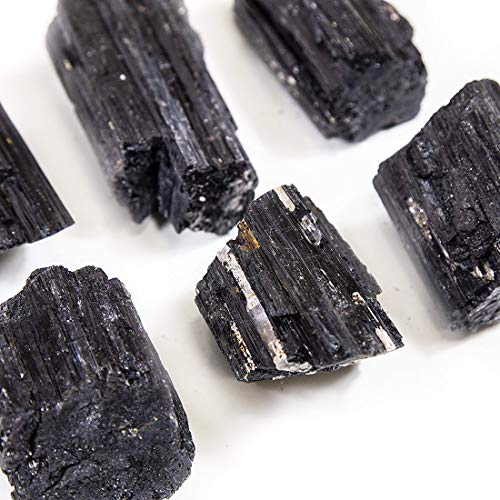 JIC Gem بلورات التورمالين الأسود الكبيرة 2 رطل من JIC، قطع كبيرة من الصخور، مجموعة من الأحجار الخام في صندوق مقاس 7x5x2، 12-18 قطعة - Image 4
