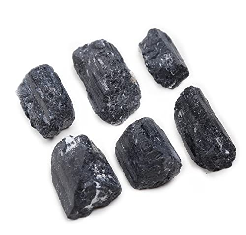 JIC Gem بلورات التورمالين الأسود الكبيرة 2 رطل من JIC، قطع كبيرة من الصخور، مجموعة من الأحجار الخام في صندوق مقاس 7x5x2، 12-18 قطعة - Image 5