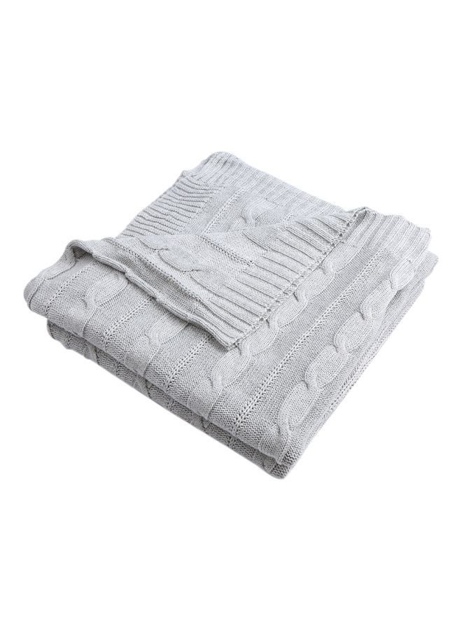 NIBEMINENT Knitted Blanket cotton Grey 37x34x8cm - Image 1
