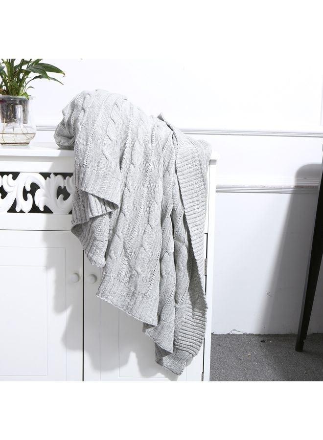 NIBEMINENT Knitted Blanket cotton Grey 37x34x8cm - Image 2