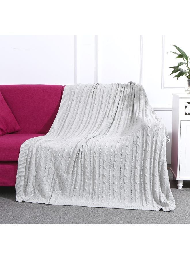 NIBEMINENT Knitted Blanket cotton Grey 37x34x8cm - Image 3