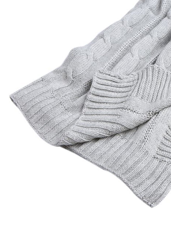 NIBEMINENT Knitted Blanket cotton Grey 37x34x8cm - Image 5