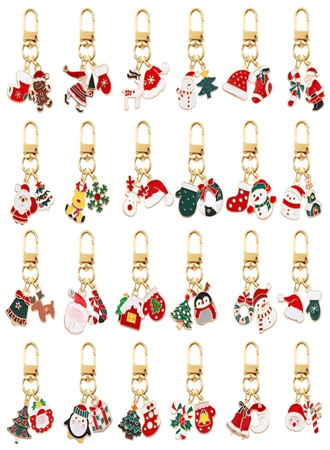 RLHRNDE 24 Pcs Christmas Keychain Set for Women Men Charm Keychain Bags Lanyards Xmas Jewelry Gifts (24 PCS) - Image 1