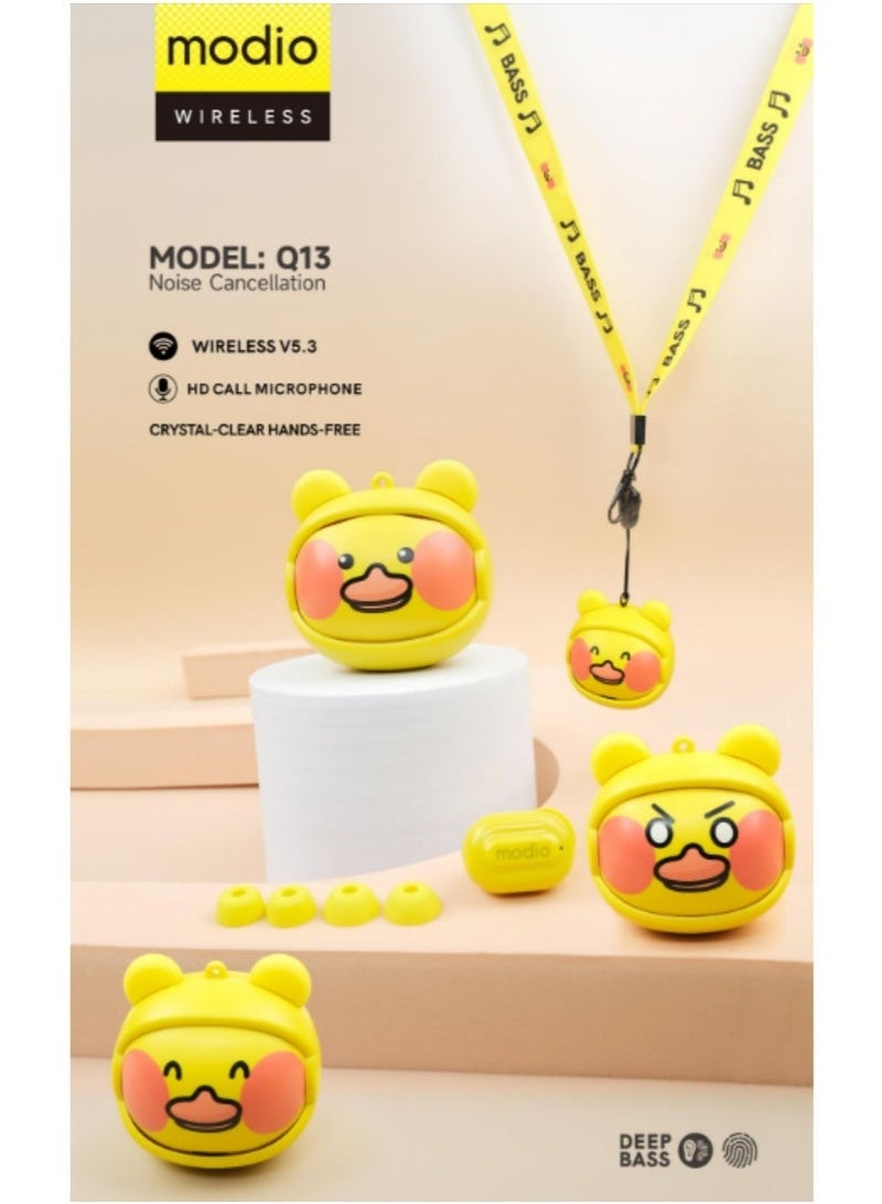 modio Q13 True Wireless Bluetooth Earbuds with Customizable Faceplates, Premium Stereo Sound, Active Noise Cancelling, Sweatproof & Ergonomic Fit, Long Battery Life with Portable Charging Case, Touch Controls, Mic & Accessories for All-Day Use - Image 2