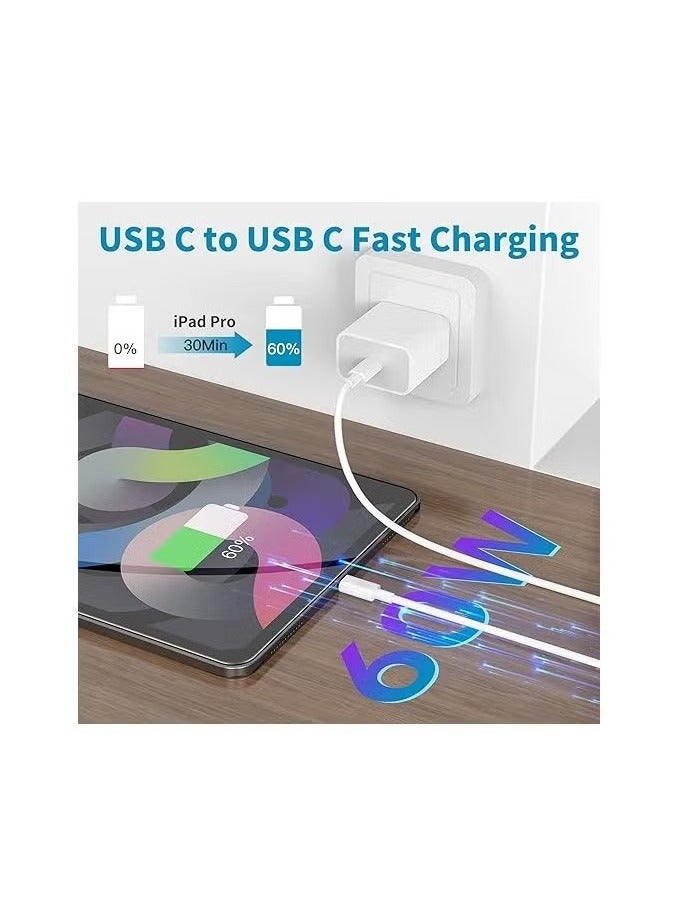 كابل شحن iPhone 1 متر، كابل شحن من نوع USB C إلى USB C بقماش PVC وشحن سريع PD، كابل نوع C لـ iPhone 16/16 Pro/16 Pro Max، شاحن USB C - Image 4