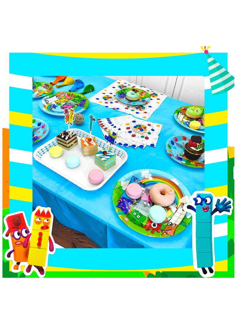 FRUITFUL PARTY - Number Blocks Birthday Decorations, Number Blocks Disposable Party Tableware Set Number Blocks Theme Birthday Banner Balloon Plate Tablecloth etc Numberblocks Party Supplies - Image 1