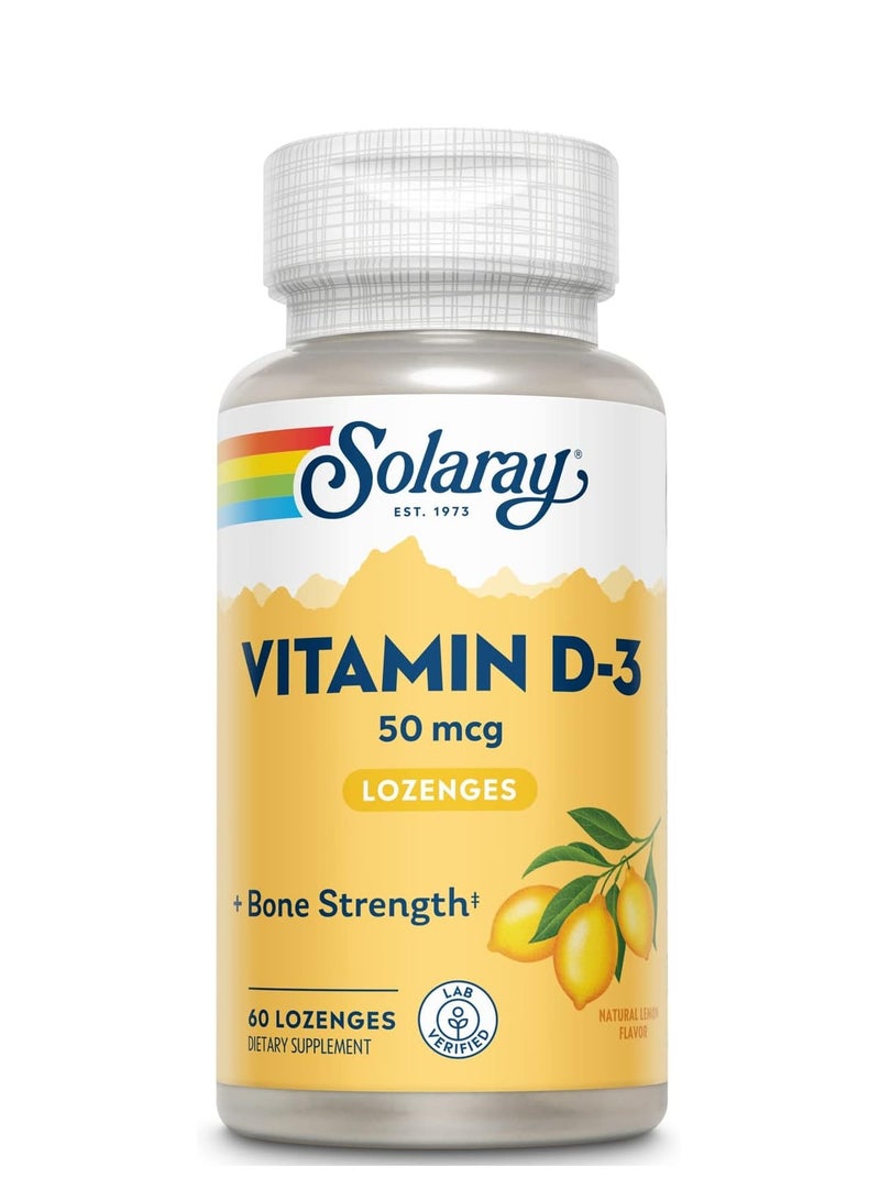 SOLARAY Vitamin D-3 2000 IU (50mcg), 60 Lozenges – Bone Strength & Immune Support Supplement - Image 1