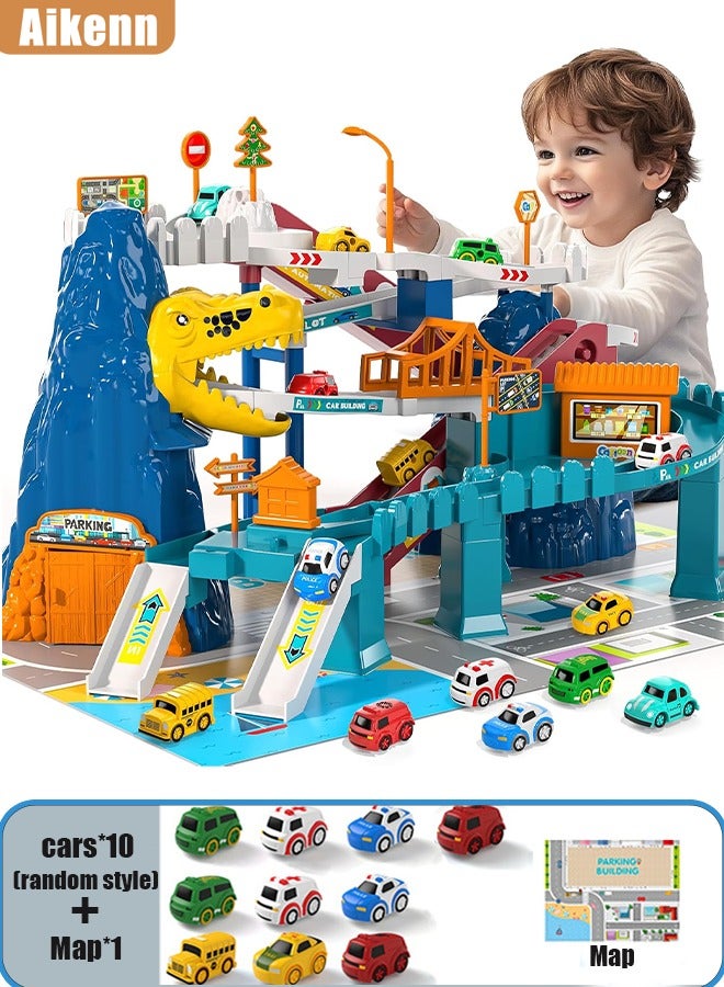 أيكين Toy Car Ramp Track Boy Toy for 3 4 5 6 7 Years Old Kids, Dinosaur Race Track, Winding Hill Road Track Car Toy, Dinosaur Climbing, Kids Toy Colorful Vehicle Small Car, Preschool Gift for Children 3 Years Old and Up - Image 1