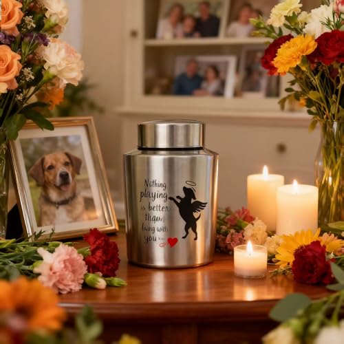 Mianachilu Pet Cremation Urns for Dogs Ashes, Up to 60 lbs Dog Memorial Keepsake Urns for Ashes-Medium (Playing in Heaven) - Image 2