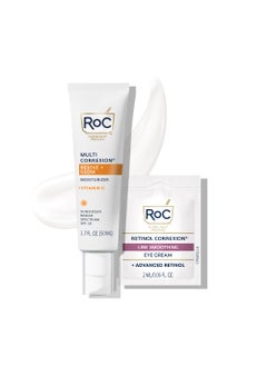 RoC Multi Correxion Revive + Glow Vitamin C Broad Spectrum SPF 30 Moisturizer (1.7 oz) with Retinol Eye Cream Packette