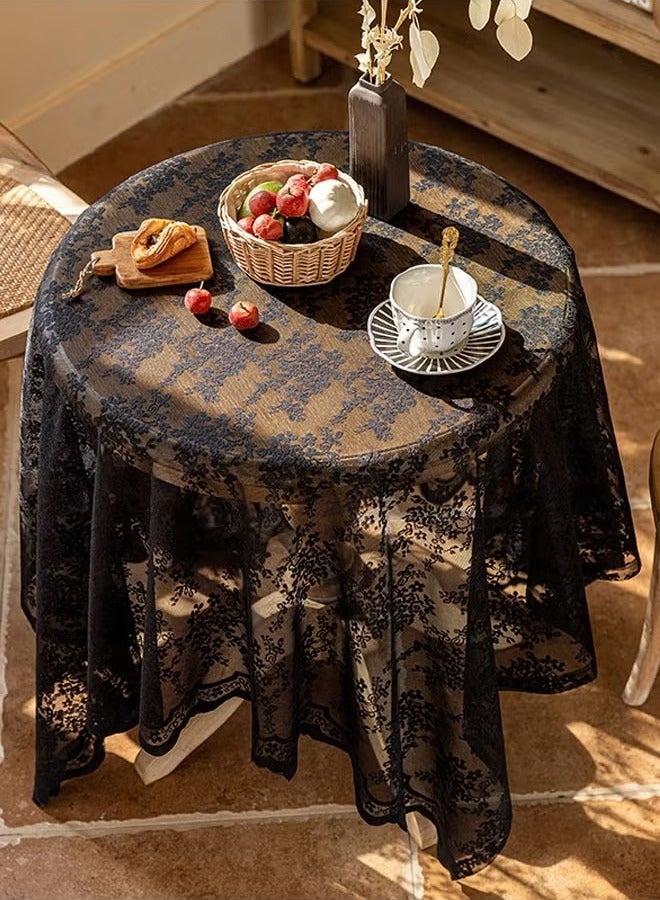 Transparent Table Cover with Black Lace 140X140 cm  - Image 2