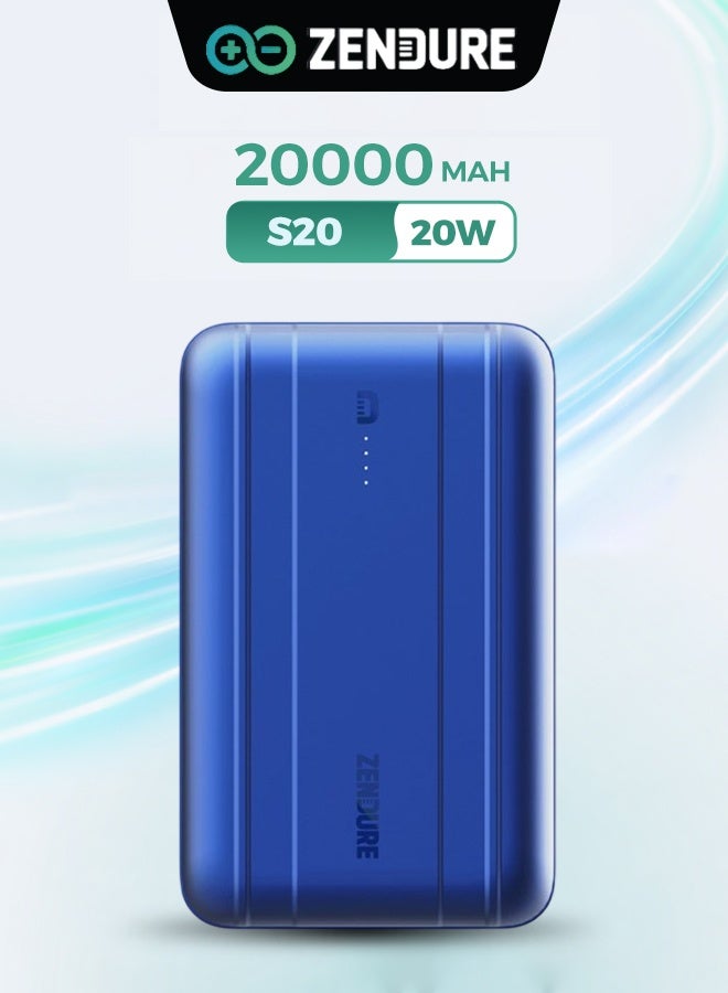 زينديور بطارية زيندور - S20 20000 مللي أمبير - 20 واط - أزرق - Image 1