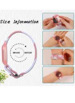 Generic 2 Pcs Kids Bracelet Strap Compatible with AirTag, GPS Kids Tracker Holder Woven Wrist Strap Nylon Adjustable Anti-Loss Airtag Strap for Kids Seniors（Orange,White Pink）  - Image 2