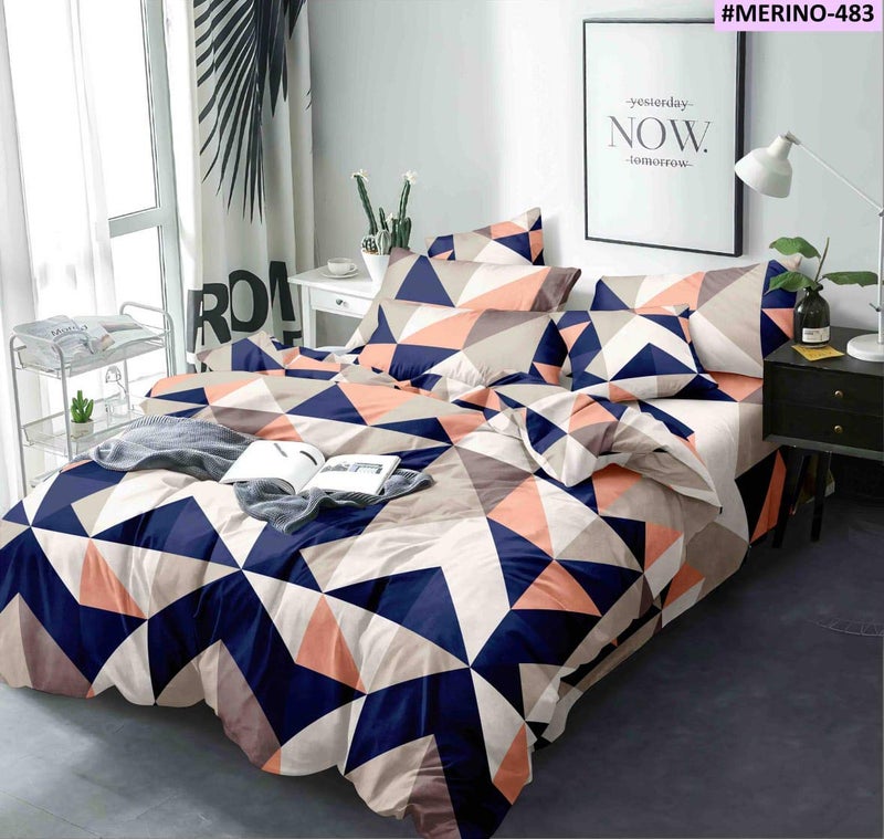 TIB® Glace Cotton AC Comforter Set- 1 AC Quilt, 1 Bedsheet with 2 Pillow Covers (4 Piece Set), (Multi) - Image 1