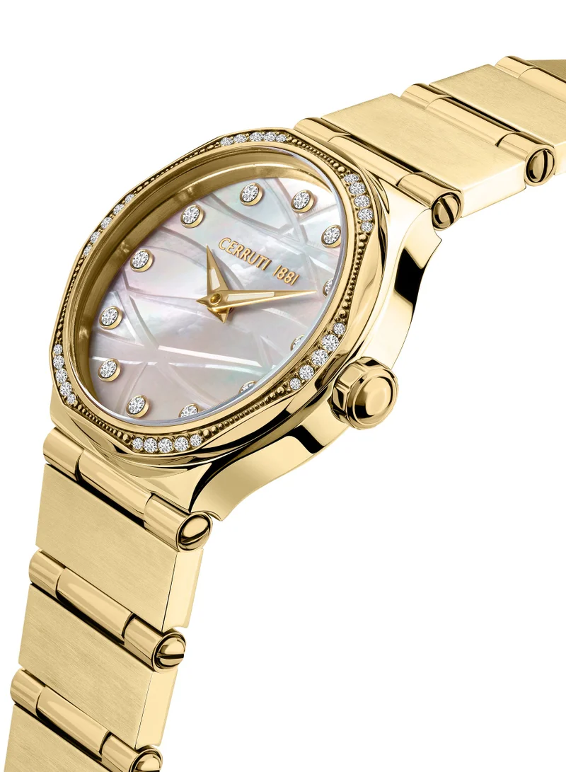 شيروتي 1881 Rendinara Mother-of-pearl Dial Stainless Steel Bracelet Analog Watch for Women, 30mm