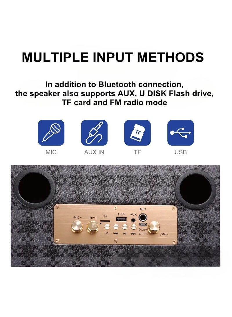 QiXi Wireless Bluetooth Karaoke Speaker with Quality Leather Design, Loud Super Bass Sounds, and Colorful Flashing Lights - Hi-Fi Stereo Sound for Ultimate Entertainment - Image 3