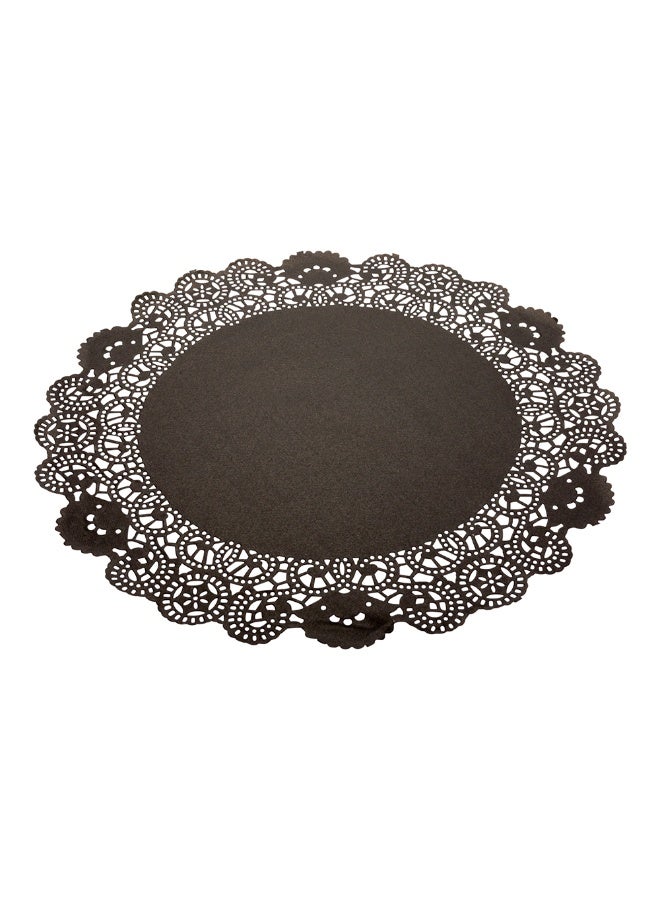 Restaurantware Pastry Tek 12 x 12 Inch Lace Doilies, 100 Decorative Tableware Placemats - Disposable, Round, Black Paper Table Doilies, For Birthdays, Or Weddings, Table Decor  - Image 1