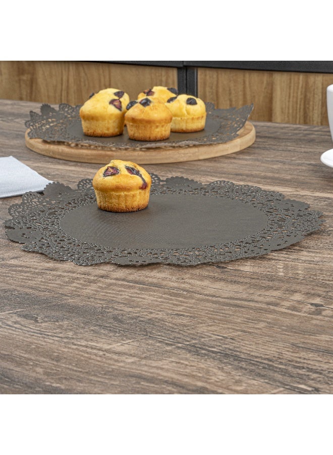 Restaurantware Pastry Tek 12 x 12 Inch Lace Doilies, 100 Decorative Tableware Placemats - Disposable, Round, Black Paper Table Doilies, For Birthdays, Or Weddings, Table Decor  - Image 4
