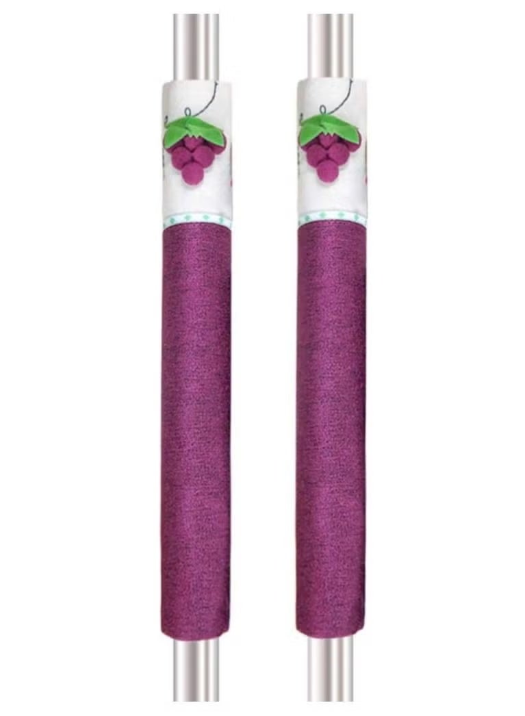 أغطية مقابض أبواب الثلاجة، قطعتان من أغطية أجهزة المطبخ القابلة للغسل، أغطية حماية لمقابض أبواب أفران الميكروويف والثلاجة بتصميم عنب مزخرف - Image 1