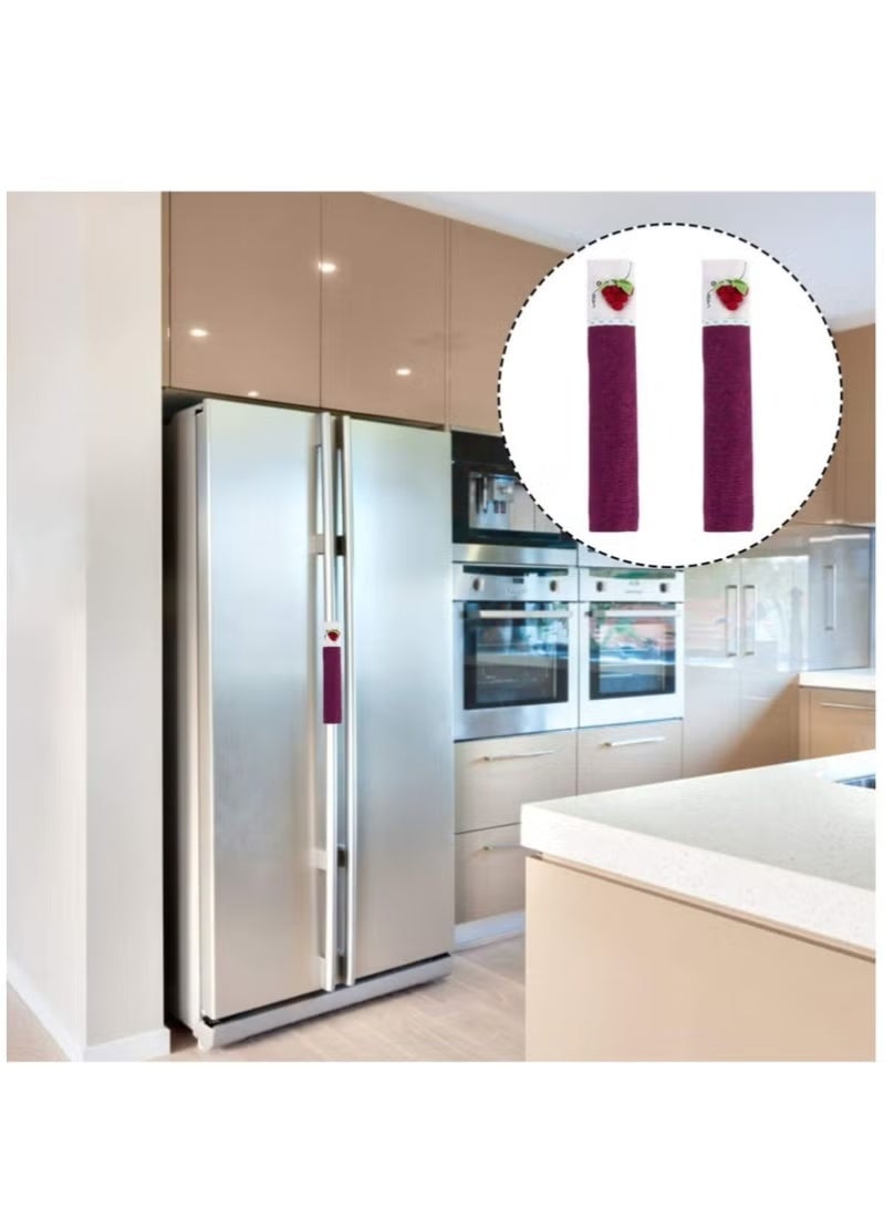 أغطية مقابض أبواب الثلاجة، قطعتان من أغطية أجهزة المطبخ القابلة للغسل، أغطية حماية لمقابض أبواب أفران الميكروويف والثلاجة بتصميم عنب مزخرف - Image 2