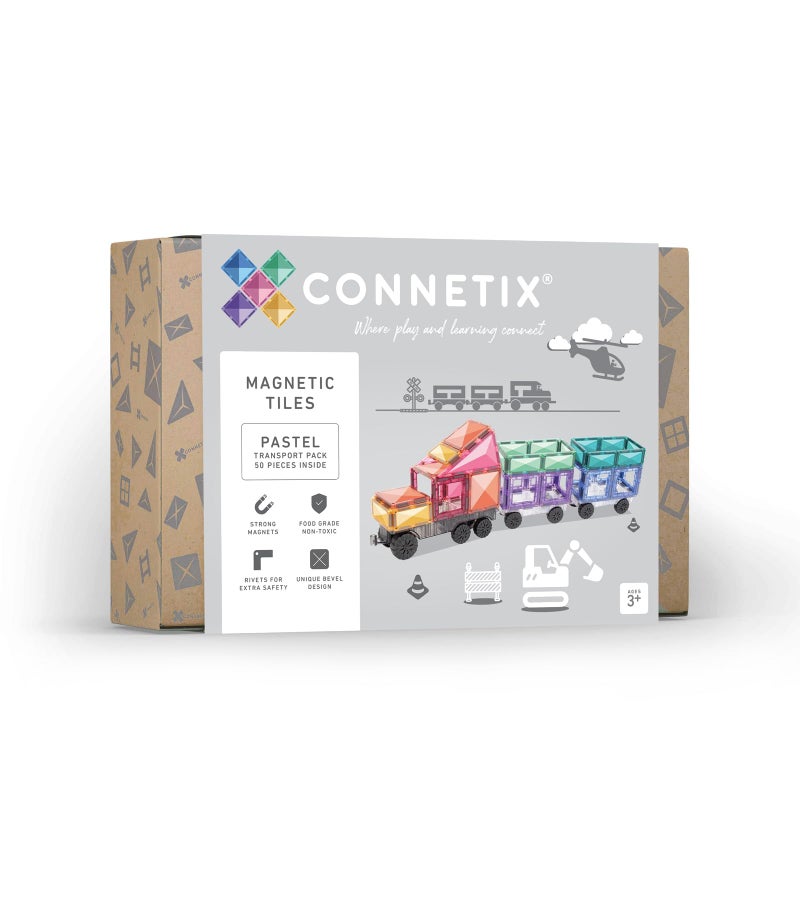 CONNETIX Magnetic Tiles Pastel Transport Pack 50 Pieces - Image 2