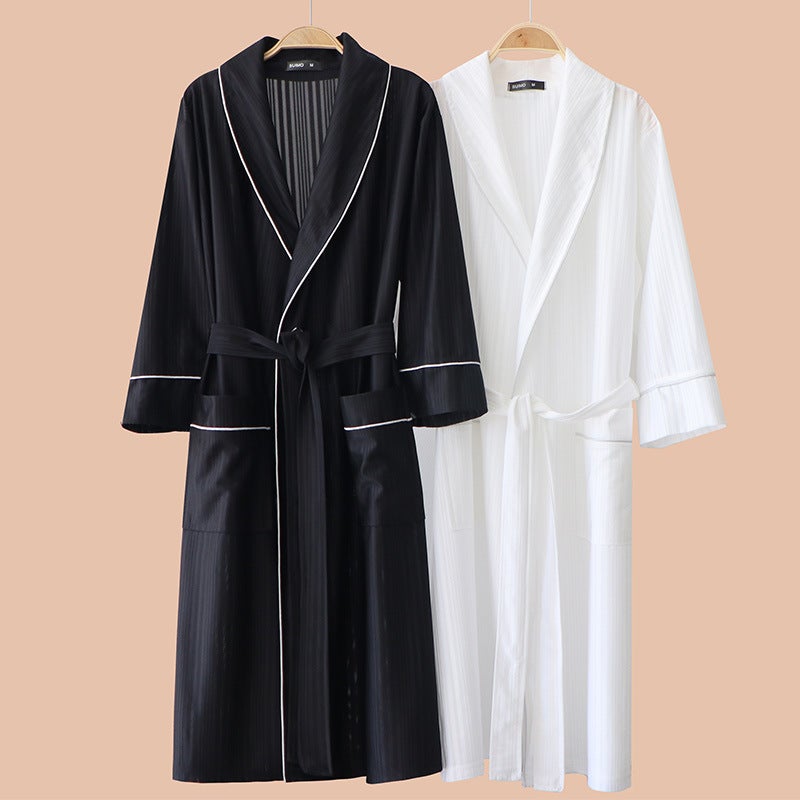 New Absorbent Nightgown For Men In , Cool And Thin Couple Bathrobe, Summer Mid-Length Dressing Gown, Bathrobe For Women - Image 3