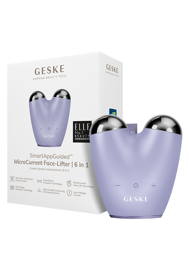 GESKE Smart App Guided Microcurrent Facial Lifter | 6 In 1 | Face Lifter | Face And Jaw Line Trainer | Face Tightening | Anti-Aging Device | Micro Current Against Wrinkles | Couple  - Image 1