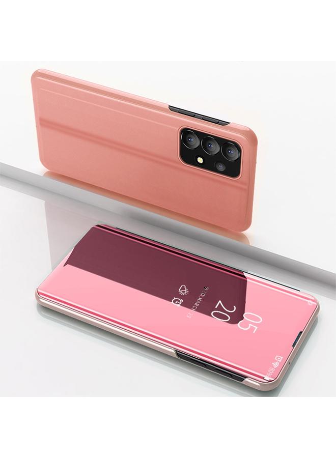 S-TOP Case For Samsung Galaxy A73 5G Plated Mirror Flip Leather Case with Holder - Image 1