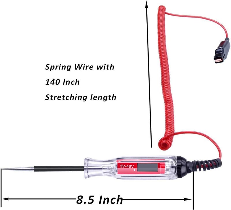 JASTIND Large Size Heavy Duty 348V Digital LCD Circuit Tester with 140 Inch Extended Spring WireCar Truck Low Voltage Light Tester with Stainless Probe - Image 2