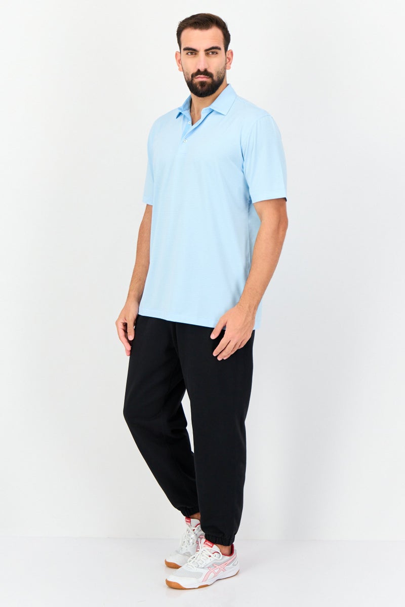 Greg Norman Men Sportswear Fit Short Sleeves Outdoor Polo Shirt, Sky Blue  - Image 2