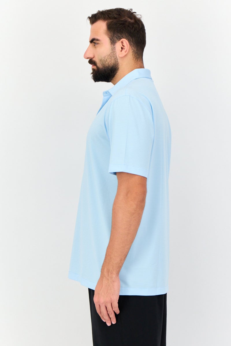 Greg Norman Men Sportswear Fit Short Sleeves Outdoor Polo Shirt, Sky Blue  - Image 3