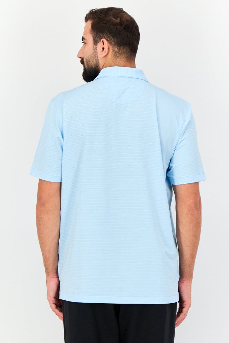 Greg Norman Men Sportswear Fit Short Sleeves Outdoor Polo Shirt, Sky Blue  - Image 4