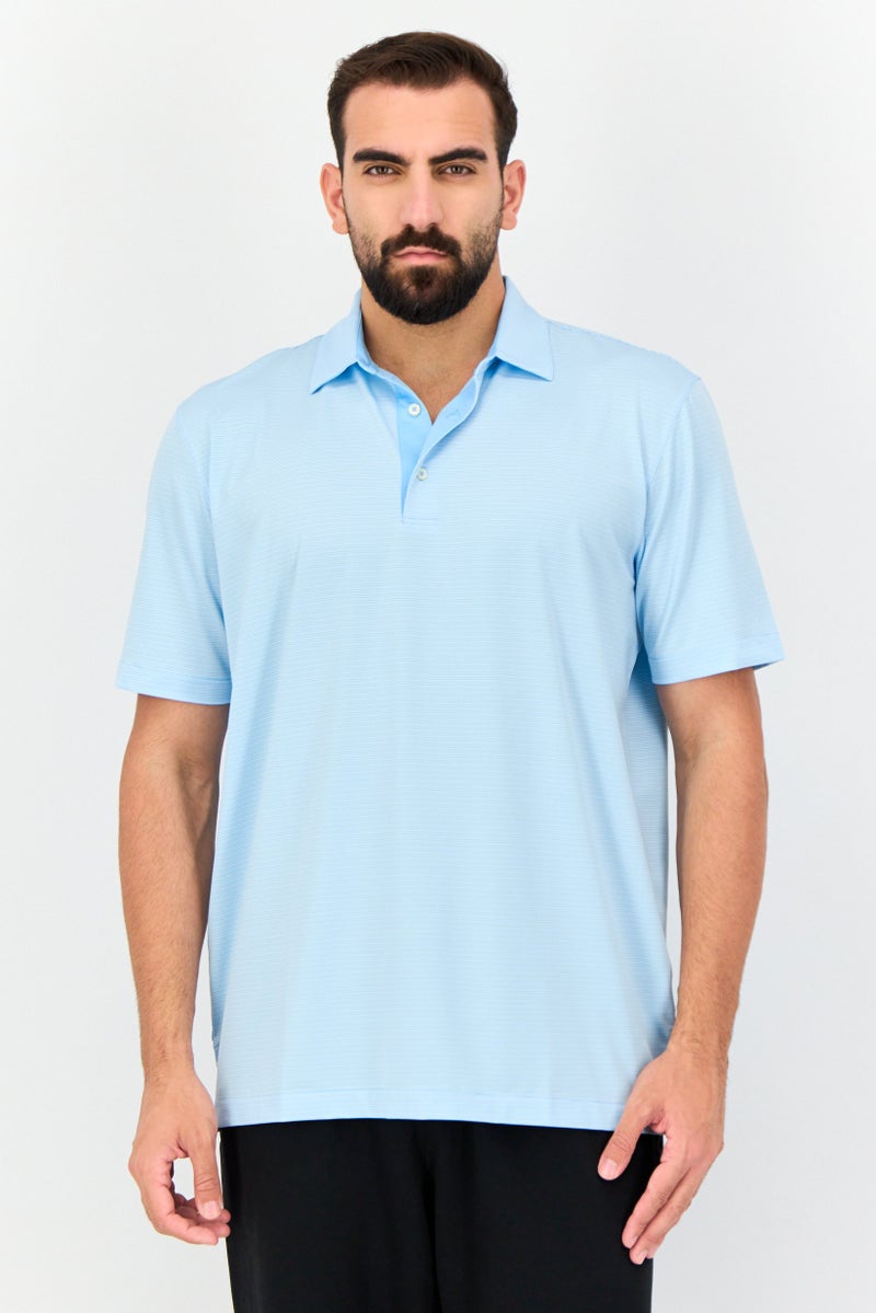 Greg Norman Men Sportswear Fit Short Sleeves Outdoor Polo Shirt, Sky Blue  - Image 1