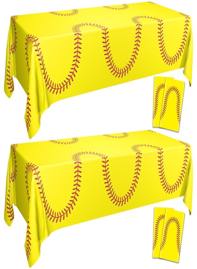 APUXXJUPA Softball Table Cloth, 4 Pcs 51 x 86 in Disposable Plastic Tablecloths for Softball Party Decorations Sports Party Supplies - Image 1