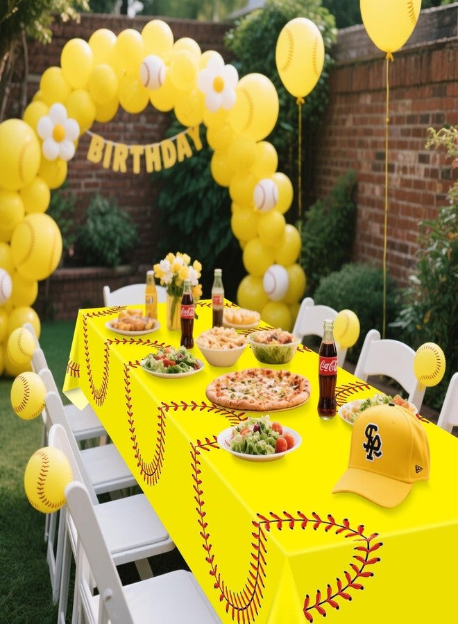 APUXXJUPA Softball Table Cloth, 4 Pcs 51 x 86 in Disposable Plastic Tablecloths for Softball Party Decorations Sports Party Supplies - Image 5